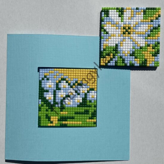 Díszkártya Pixel szett fehér - kék